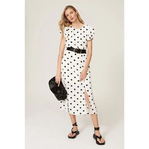 Great Jones Polka Dot Ruffle Short Sleeves Midi Dress Size M